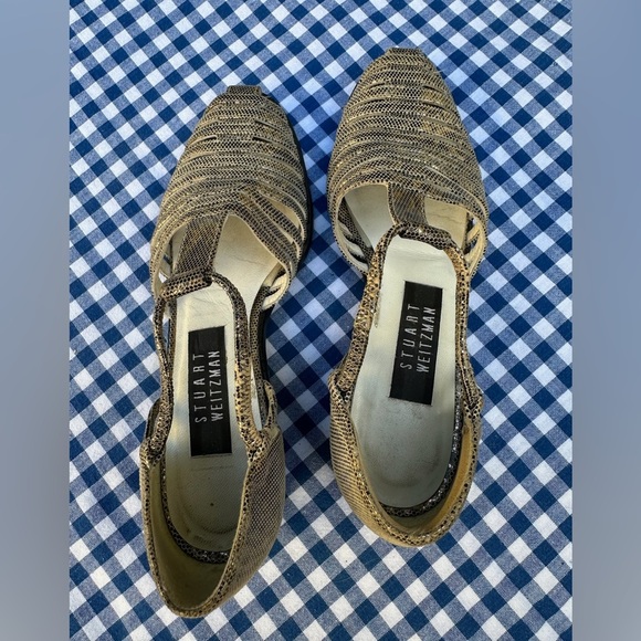Stuart Weitzman Snakeskin Cage Sandals size 4W - Picture 2 of 6